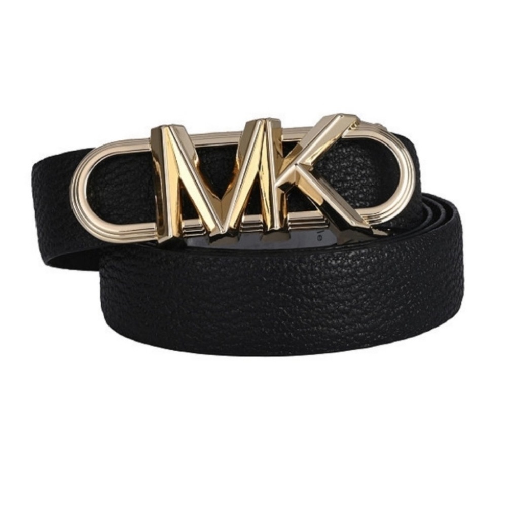 Michael Michael Kors 25mm Reversible Logo Belt Sz Medium Black-Brown / Gold NEW
